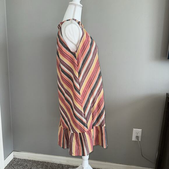 NWT Beachsissi Striped Halter Midi Dress Size L Sleeveless Red Oversized Flowy - Picture 7 of 8